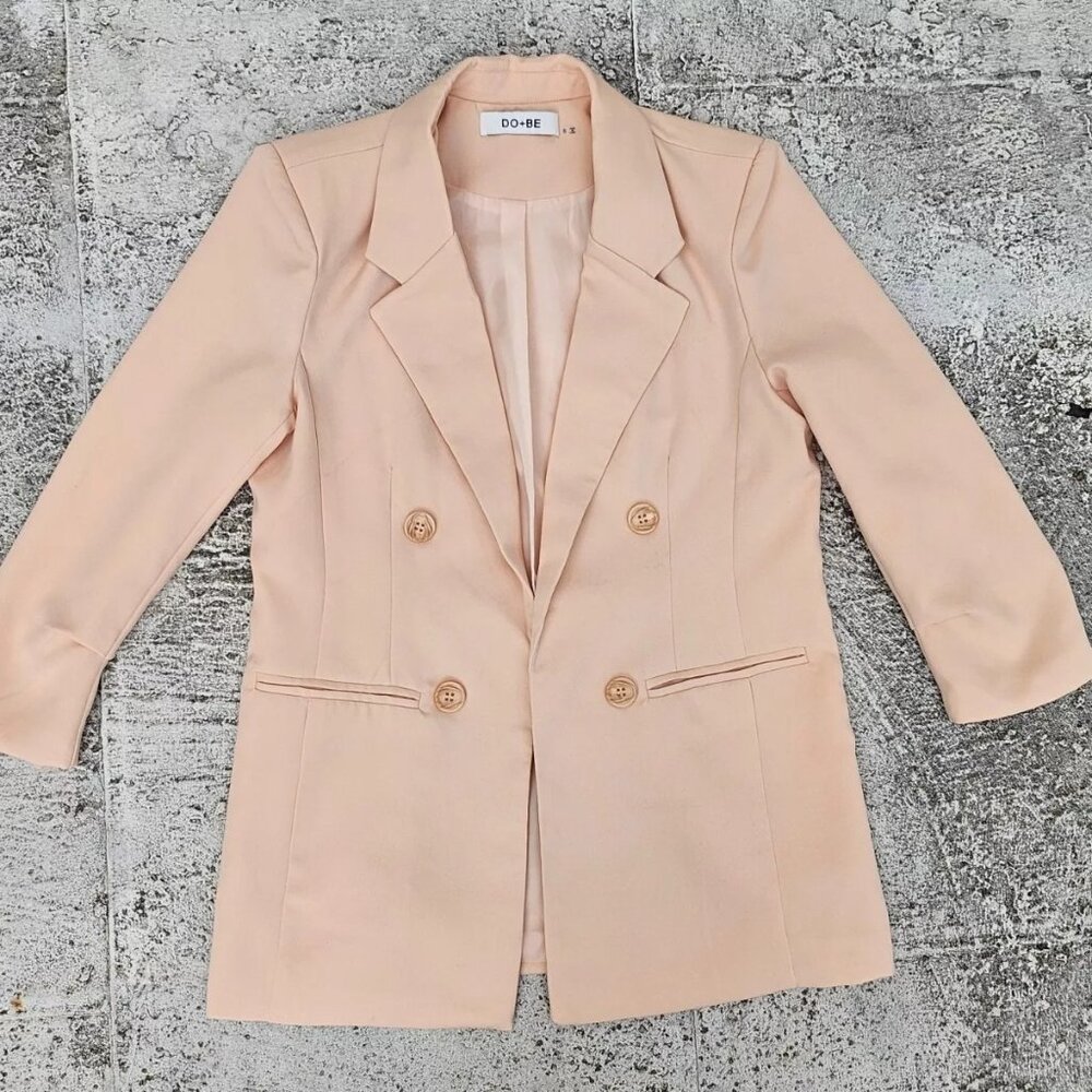 DO+BE Women Blazer Pink Tone Polyester Open Jacket Coat Size S